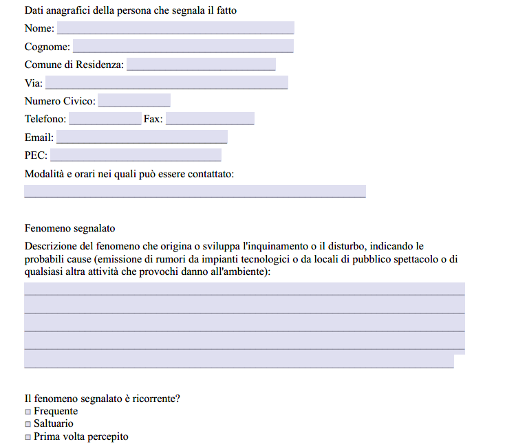 Esposto per Rumori Molesti