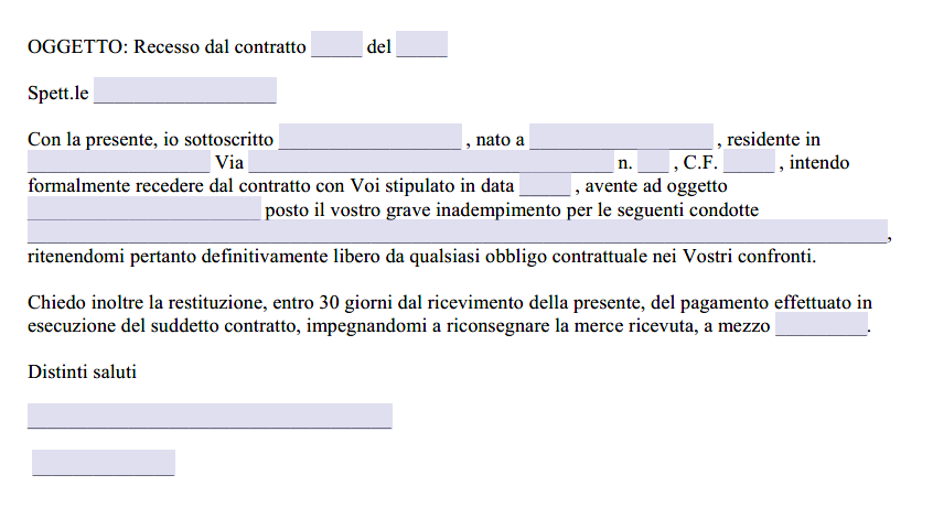 Modulo Recesso Contratto Generico