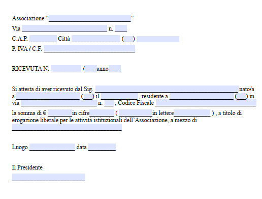 Ricevuta per Erogazione Liberale