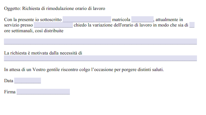 Richiesta Modifica Orario di Lavoro per Esigenze Familiari