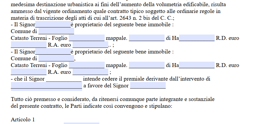 Contratto di cessione di cubatura