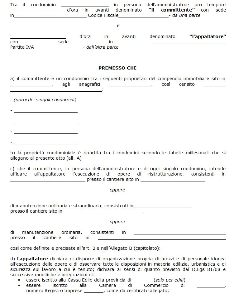 Contratto di Appalto Condominio