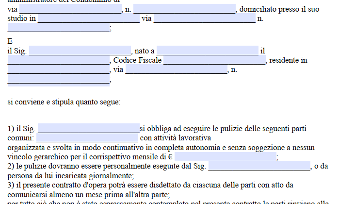 Contratto per Pulizie Condominiali