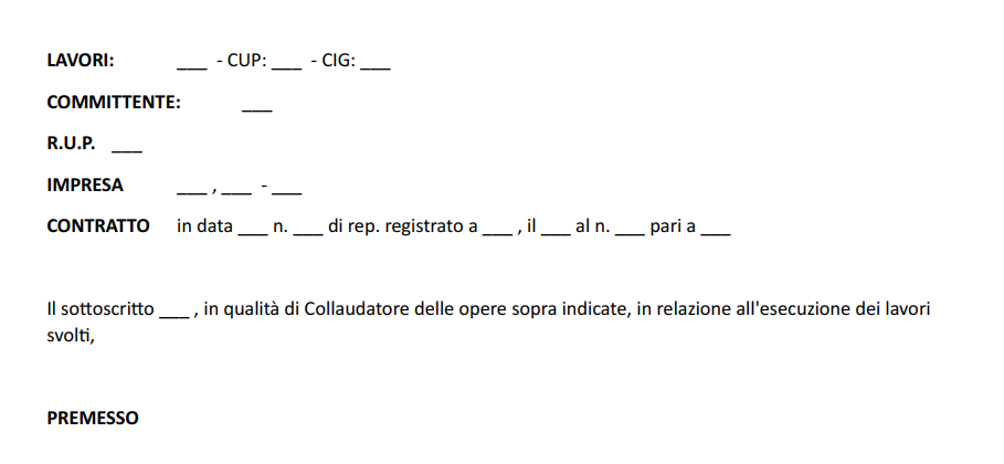 Fac Simile Collaudo Tecnico Amministrativo