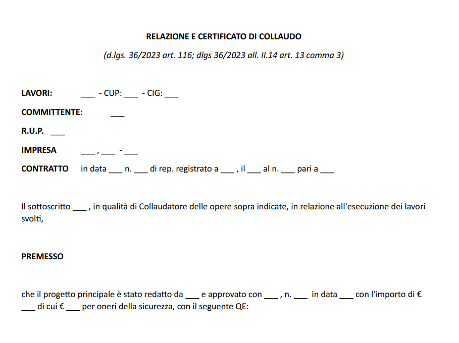 Fac Simile Collaudo Tecnico Amministrativo