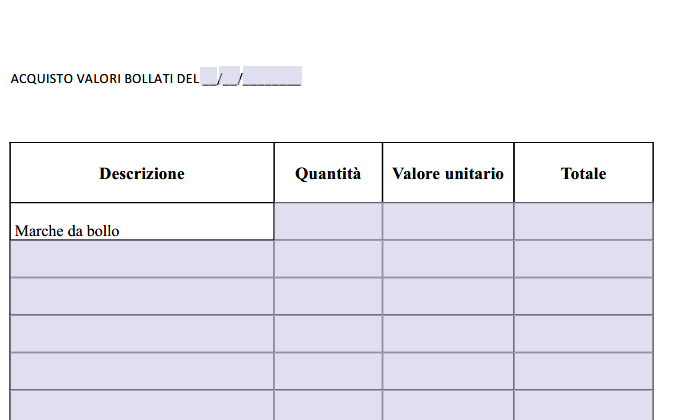 Ricevuta Acquisto Valori Bollati