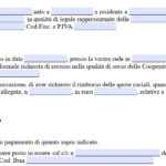 Rimborso quota sociale cooperativa