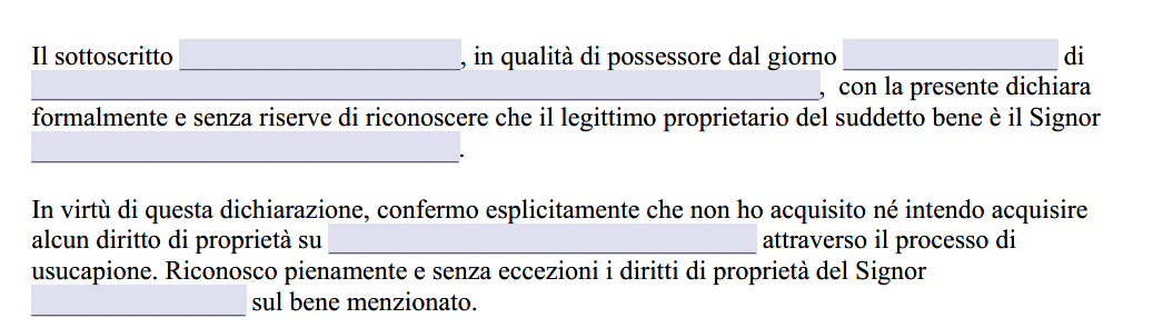 Scrittura privata per evitare usucapione