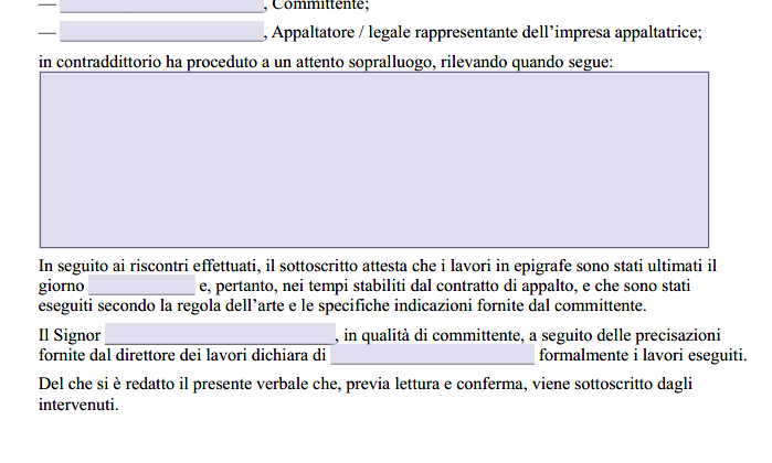 Verbale Fine Lavori Privati Word e PDF