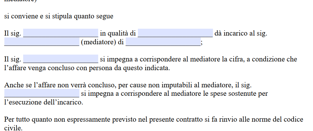 Contratto di Intermediazione Commerciale