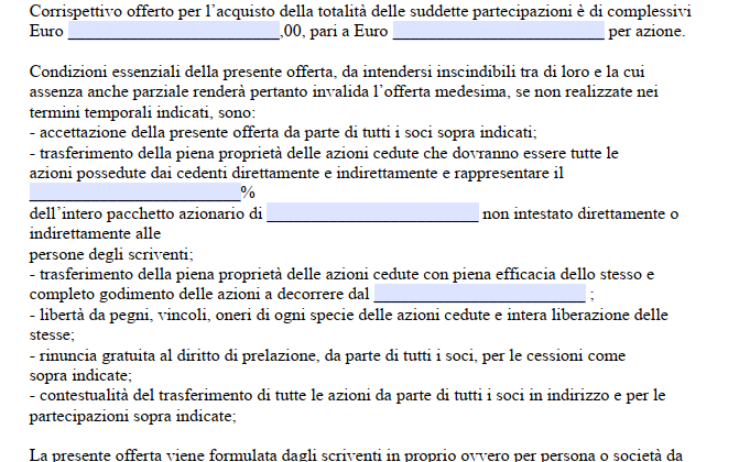 Proposta di Acquisto Quote Societarie