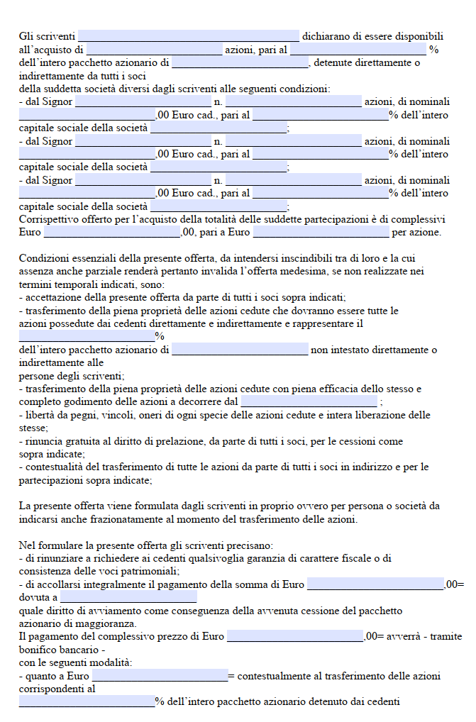 Proposta di Acquisto Quote Societarie