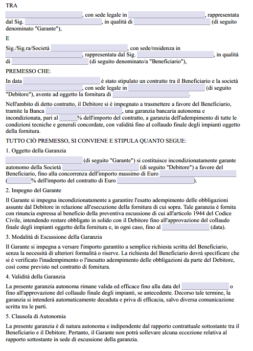 Contratto Autonomo di Garanzia