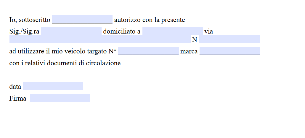 Delega Guida Auto Altrui